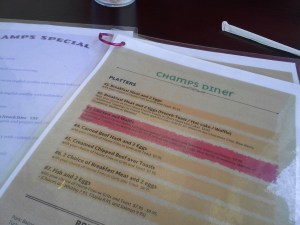 Menu for Champs Diner