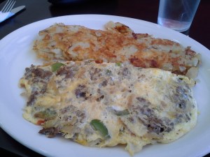 Philly Cheesteak Omelet with home fries