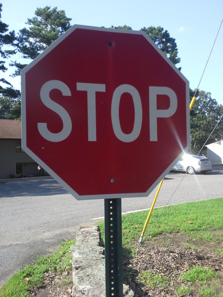 Red, octagonal stop sign