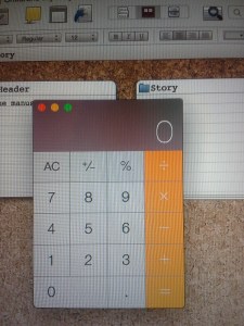 Calculator on a computer screen primed for plotting a story