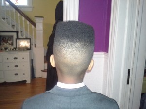 Back of TB's high top fade, Easter 2015 