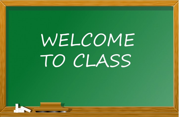 Chalkboard with "Welcome to Class" written on it by Tumisu on Pixabay at https://pixabay.com/en/back-to-school-classroom-school-913072/