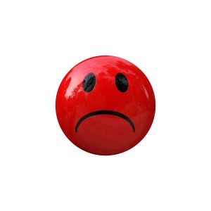 Red sad face emoticon by McLac2000 on Pixabay at https://pixabay.com/en/smiley-emoticon-dash-face-grin-1020187/