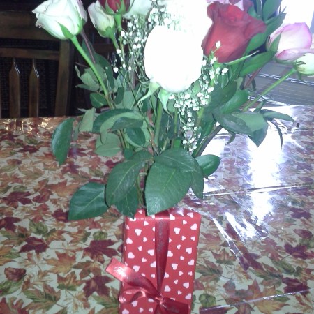 A dozen roses and a box of candy for Valentine's Day