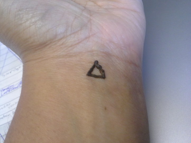 Henna triangle on the inside of my wrist