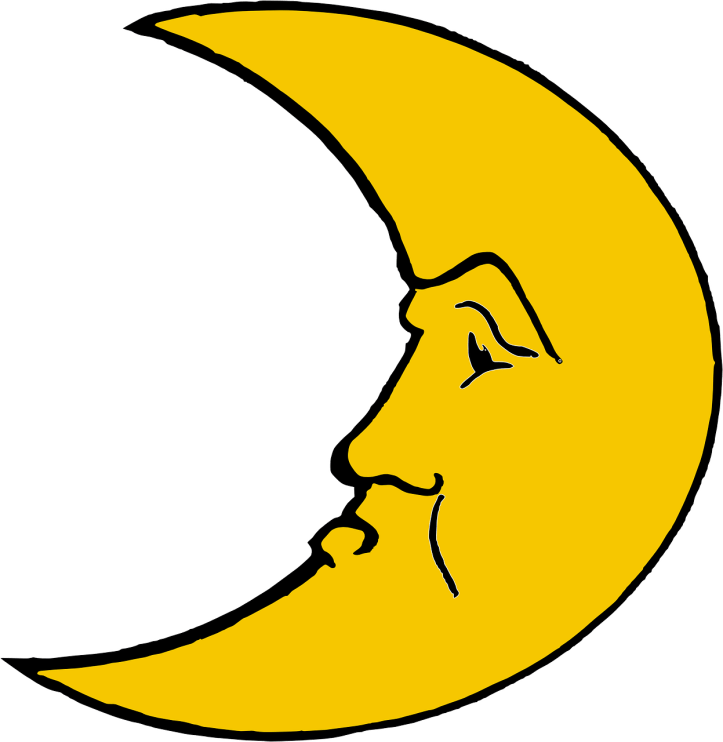 Grumpy crescent moon image by ClkerFreeVectorImages on Pixabay at https://pixabay.com/en/crescent-moon-unhappy-sleepy-tired-297801/