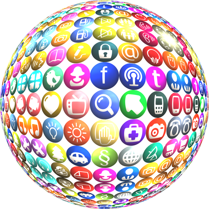 social media icons on sphere