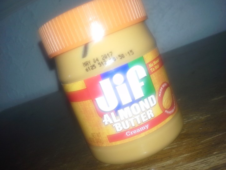 Jar of Jif creamy almond butter
