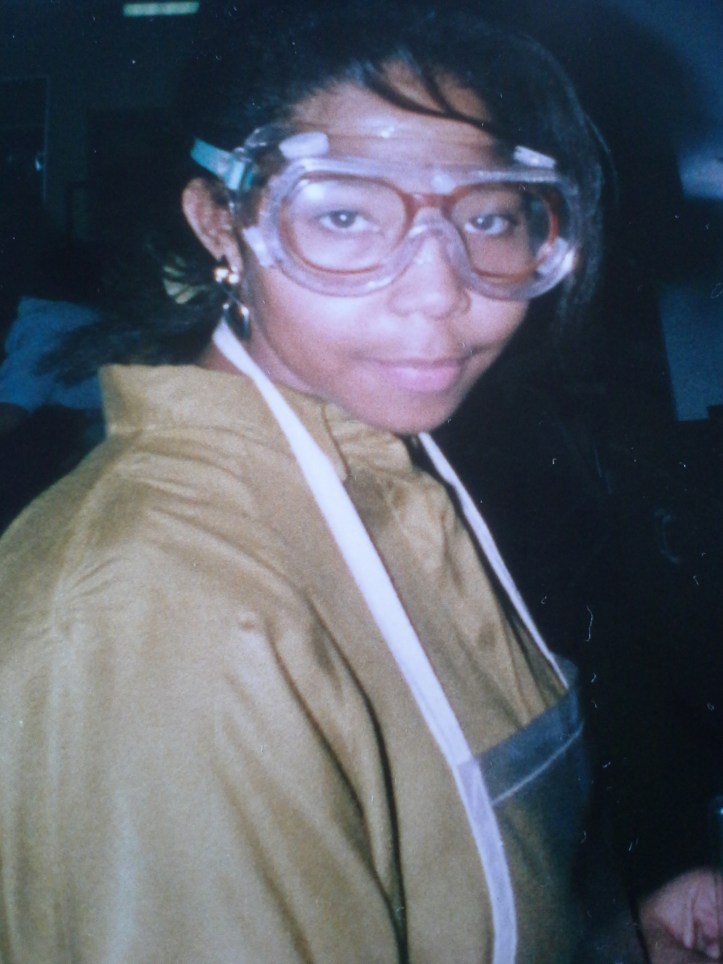 Roshaunda, circa 1990 in chemistry class