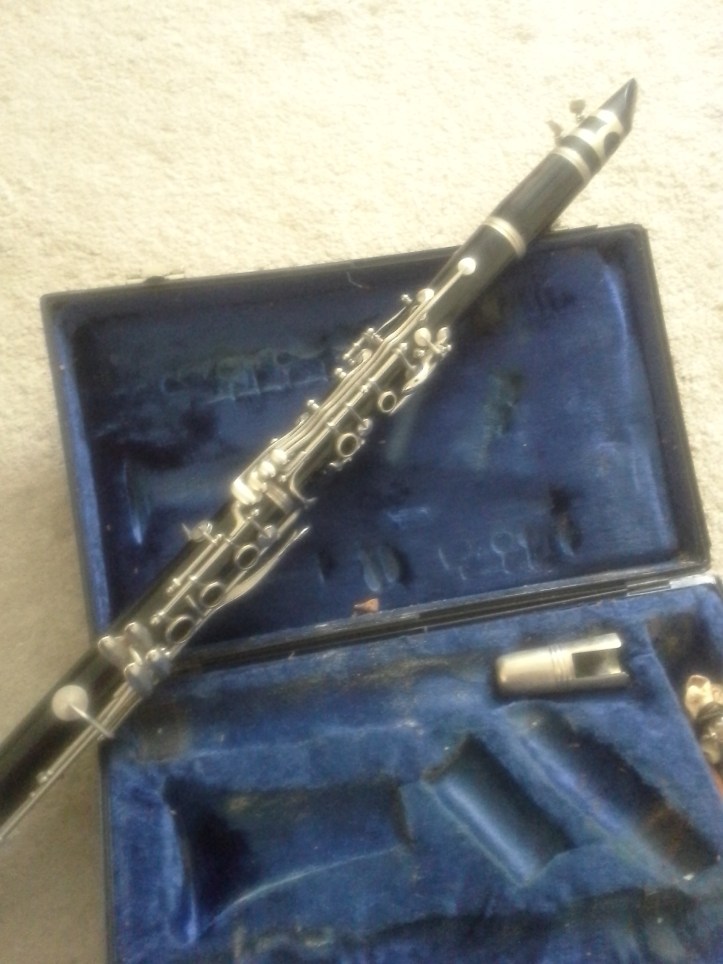 My clarinet. Do you see the cork dust covering the inside of the case?