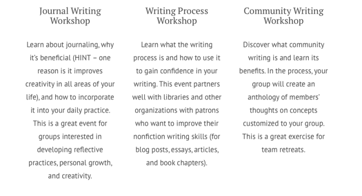 Workshop offering screenshot 4-24-20